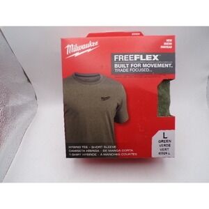Milwaukee FreeFlex Hybrid‎ Tee Short Sleeve Green Mens Work Shirt Large NEW